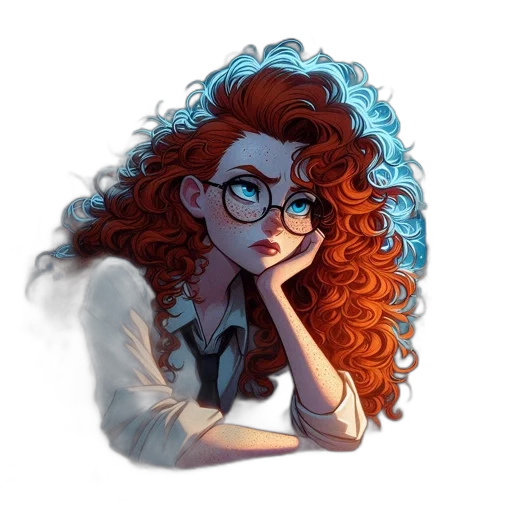 hair, staff, face, comic book art, concept art, fantasy art, cartoon, fire transparent PNG cut-out