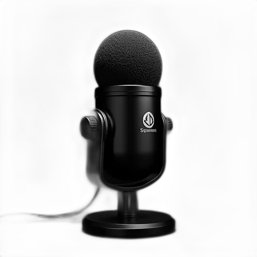 staff, robot, 3d render, photorealistic, close-up, black, microphone, silver transparent PNG cut-out