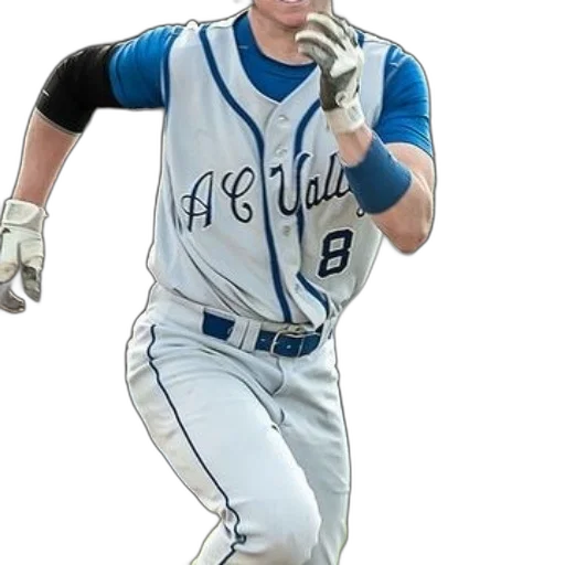 baseball, player, wearing, blue, white, uniform, number transparent PNG cut-out