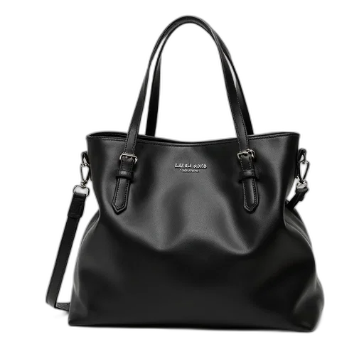 monochrome, dark, black, leather, handbag, silver, zipper, small transparent PNG cut-out