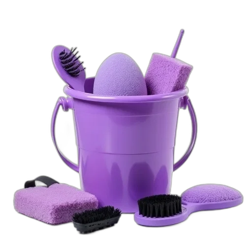 hat, food, crown, hair, 3d render, purple, bucket, filled transparent PNG cut-out