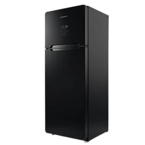 sleek, modern, black, refrigerator, flat, top, digital, display transparent PNG cut-out
