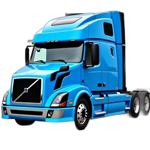photorealistic, 3d render, concept art, blue, volvo, semi-truck, parked, front transparent PNG cut-out