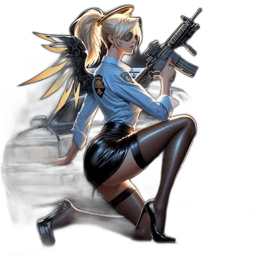 weapon, concept art, comic book art, fantasy art, pixel art, blonde, female, character transparent PNG cut-out