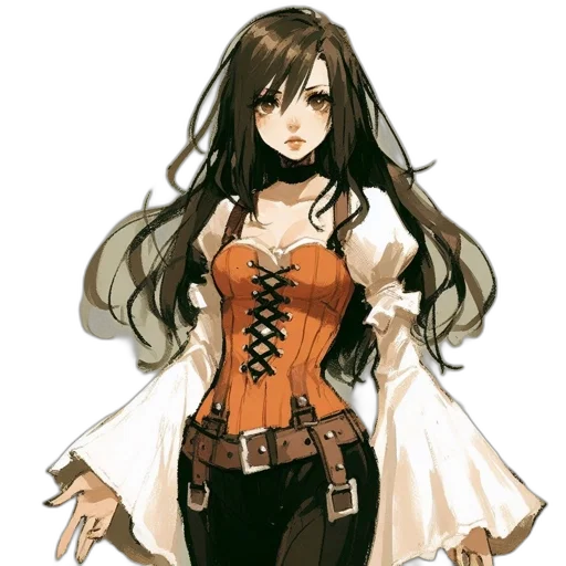 dress, staff, concept art, fantasy art, pixel art, anime, monochrome, earth tones transparent PNG cut-out