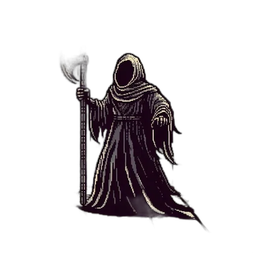 staff, mask, sword, creature, concept art, fantasy art, pixel art, comic book art transparent PNG cut-out