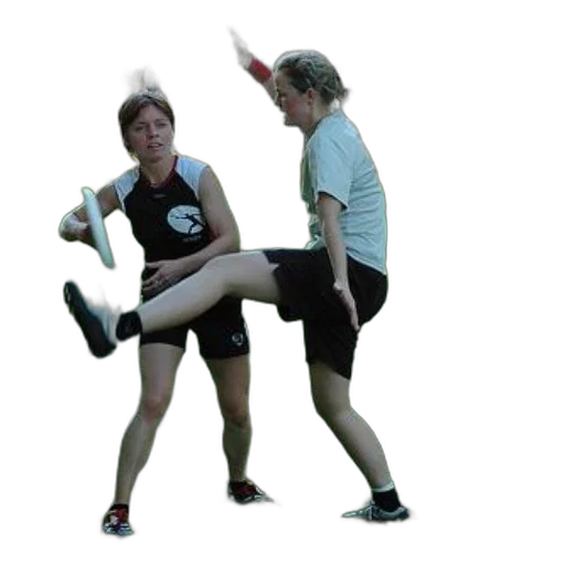two, women, playing, frisbee transparent PNG cut-out