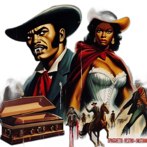 comic book art, concept art, poster, features, characters, vintage, attire, against transparent PNG cut-out