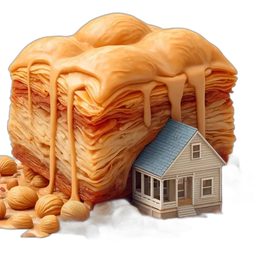 food, furniture, building, hair, photorealistic, concept art, 3d render, multi-tiered transparent PNG cut-out