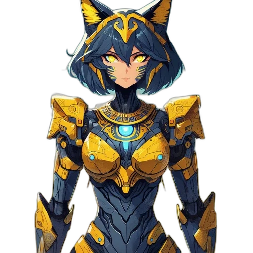 robot, mask, weapon, jewelry, concept art, fantasy art, anime, pixel art transparent PNG cut-out