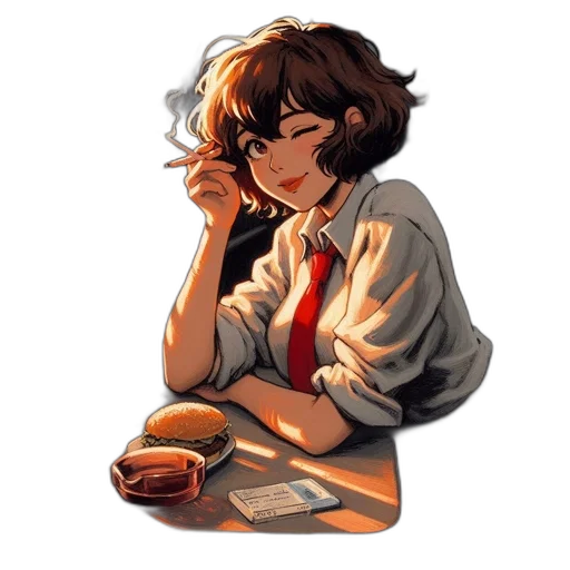 food, face, pixel art, anime, watercolor, concept art, monochrome, red transparent PNG cut-out