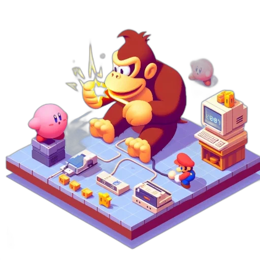 furniture, animal, food, creature, pixel art, concept art, 3d render, vaporwave transparent PNG cut-out