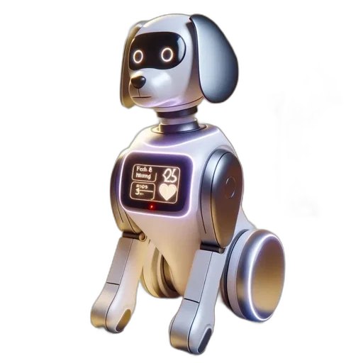 robot, 3d render, concept art, life-sized, robotic, dog, interactive, led transparent PNG cut-out