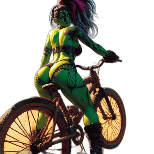 concept art, comic book art, cyberpunk, green, neon, woman, skin, wearing transparent PNG cut-out