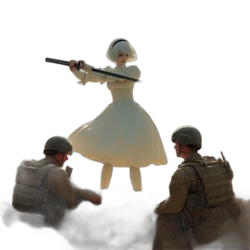 weapon, dress, sword, staff, concept art, 3d render, fantasy art, anime transparent PNG cut-out
