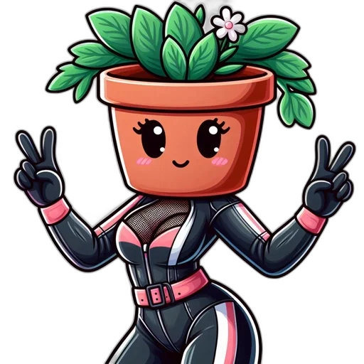 flower, robot, crown, pixel art, cartoon, concept art, vaporwave, animated transparent PNG cut-out