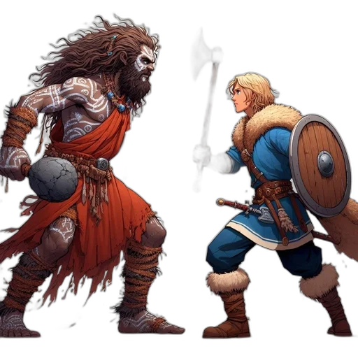 sword, concept art, fantasy art, comic book art, pixel art, fierce-looking, creature, tribal transparent PNG cut-out
