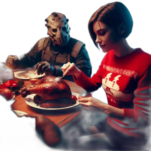 food, mask, concept art, pixel art, comic book art, 3d render, fire, red transparent PNG cut-out