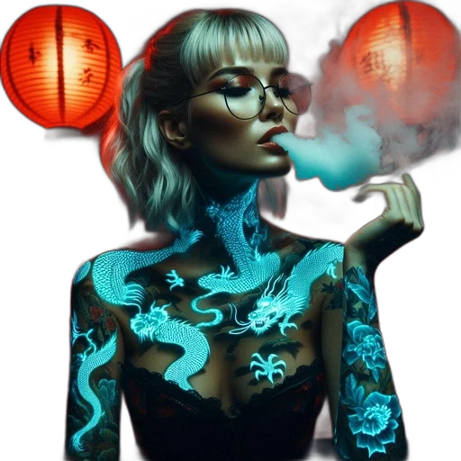 mask, dress, umbrella, robot, cyberpunk, fantasy art, photorealistic, concept art transparent PNG cut-out