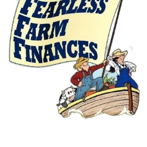 fearless, farm, finances, poster, featuring, two, cartoon, farmers transparent PNG cut-out