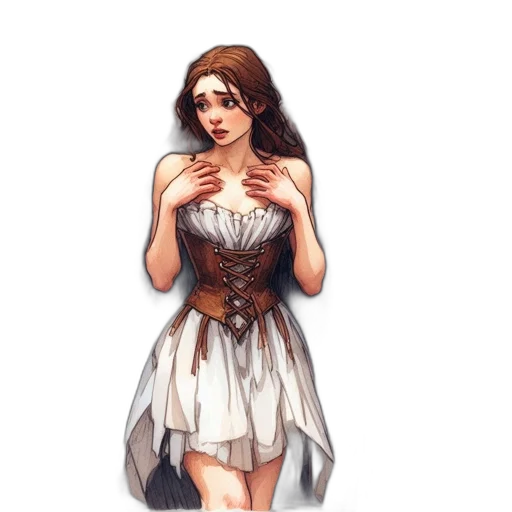 dress, jewelry, staff, face, fantasy art, concept art, pixel art, comic book art transparent PNG cut-out
