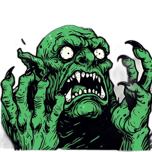 creature, comic book art, concept art, green, towering, aggressive, monster, spiky transparent PNG cut-out