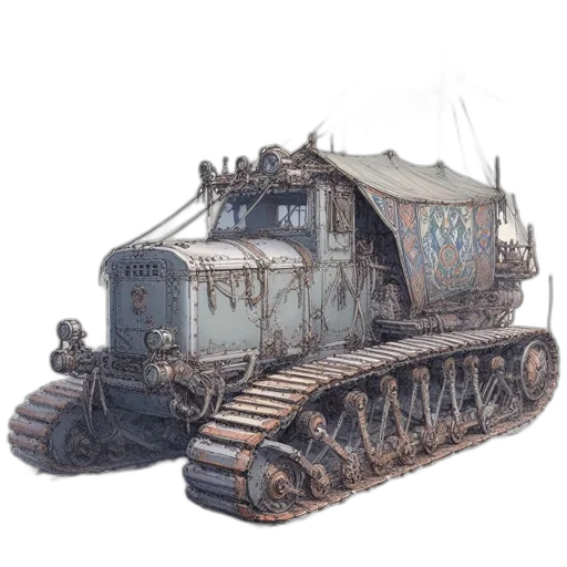 car, weapon, robot, concept art, 3d render, photorealistic, fantasy art, aged transparent PNG cut-out