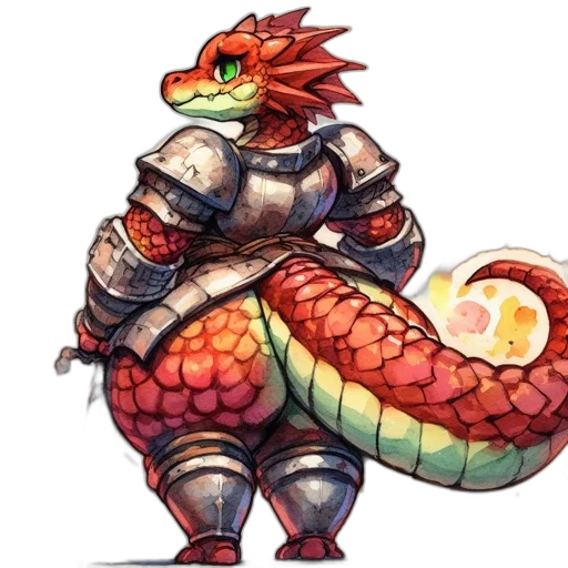 dragon, staff, sword, concept art, fantasy art, watercolor, pixel art, red transparent PNG cut-out