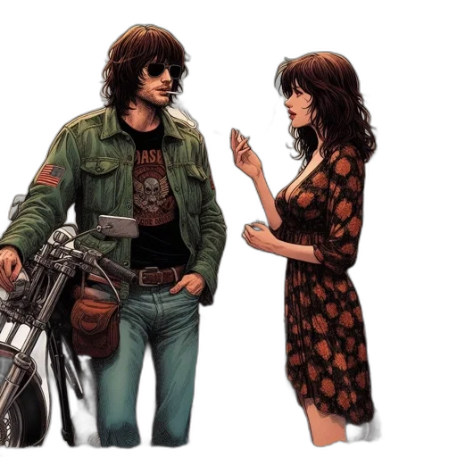 jacket, comic book art, concept art, photorealistic, fantasy art, earth tones, outside, ashley transparent PNG cut-out