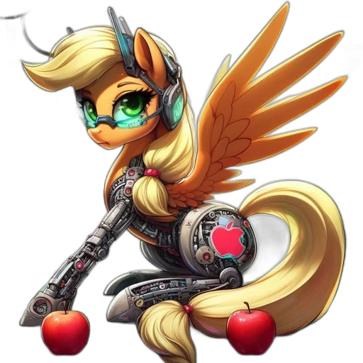 staff, fantasy art, concept art, pixel art, cartoon, anthropomorphic, pony-robot, hybrid transparent PNG cut-out