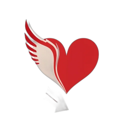 stylized, heart, white, outline, red, fill, color, centered transparent PNG cut-out