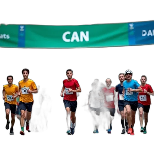 group, runners, participating, race, wearing, numbered, bibs, running transparent PNG cut-out