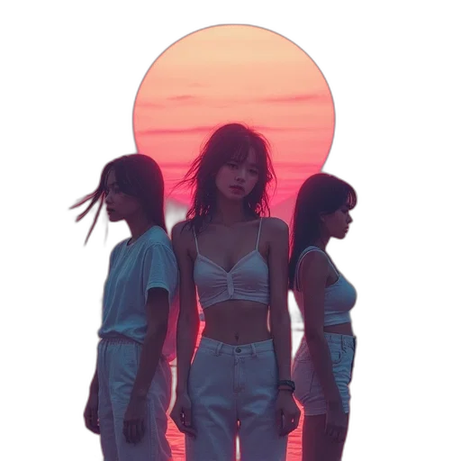 jacket, dress, umbrella, vaporwave, concept art, pixel art, anime, neon lights transparent PNG cut-out