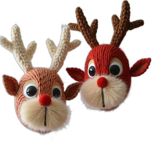 3d render, christmas, reindeer, puppets transparent PNG cut-out