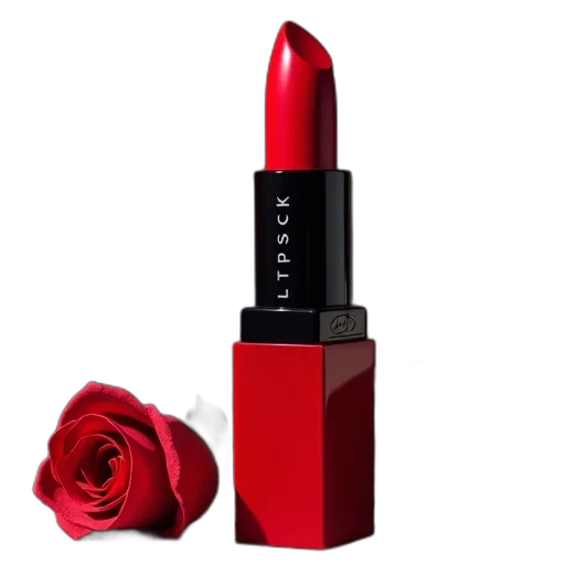 red, close-up, image, lipstick, black, cap, placed, next transparent PNG cut-out