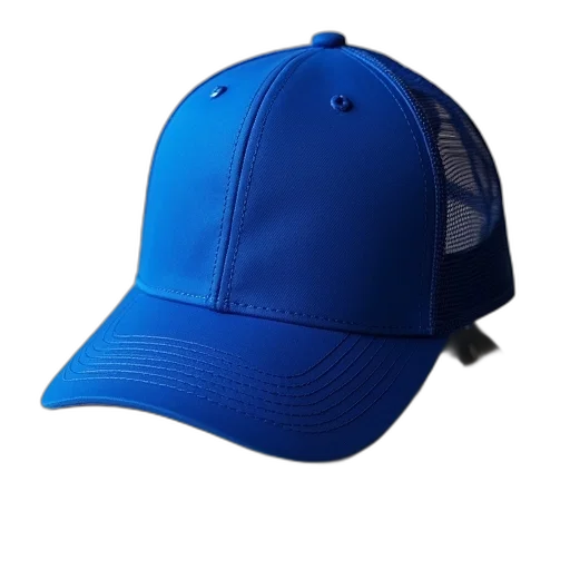 hat, crown, 3d render, photorealistic, blue, iconic, trucker, gorra transparent PNG cut-out