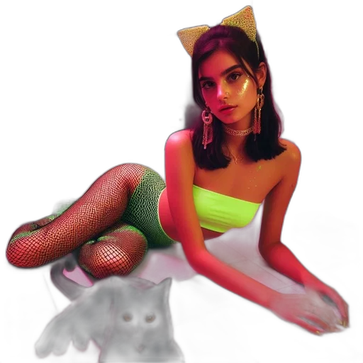 creature, dress, animal, shoes, pixel art, vaporwave, fantasy art, concept art transparent PNG cut-out