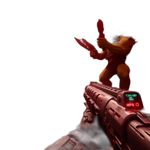 weapon, robot, staff, creature, concept art, 3d render, outer space, fiery transparent PNG cut-out