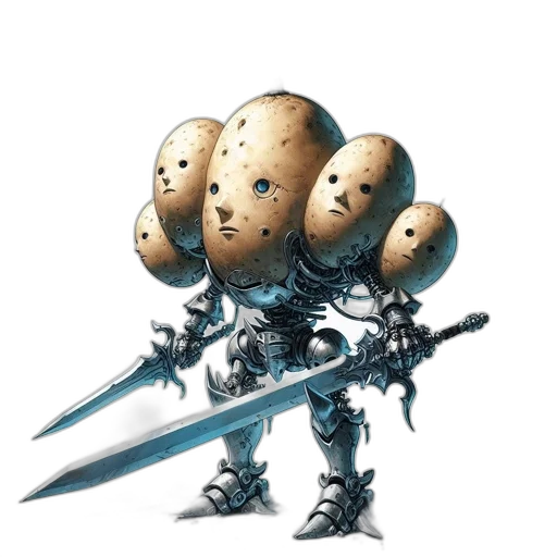 robot, weapon, sword, food, concept art, 3d render, pixel art, fantasy art transparent PNG cut-out
