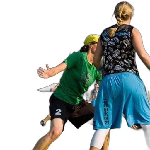 staff, woman, green, shirt, number, playing, frisbee transparent PNG cut-out