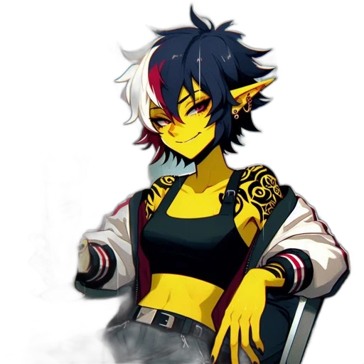 jacket, staff, concept art, pixel art, anime, fantasy art, dark, golden transparent PNG cut-out