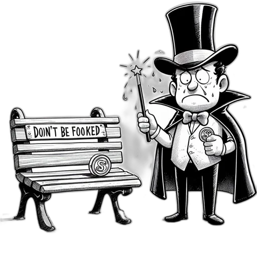 cartoon, concept art, illustrated, scene, portrays, comical, magician, attempting transparent PNG cut-out