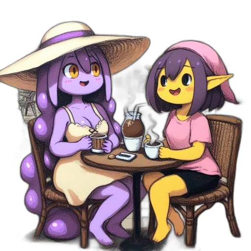 hat, food, dress, staff, concept art, pixel art, watercolor, anime transparent PNG cut-out