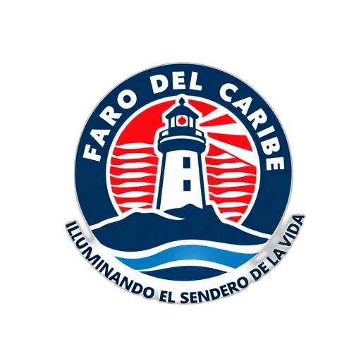 stylized, logo, featuring, lighthouse, circular, background, depicted, blue transparent PNG cut-out
