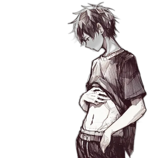 pencil sketch, concept art, watercolor, anime, monochrome, illustration, shows, youthful transparent PNG cut-out