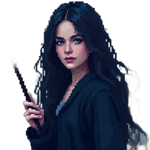staff, weapon, sword, hair, pixel art, fantasy art, concept art, oil painting transparent PNG cut-out