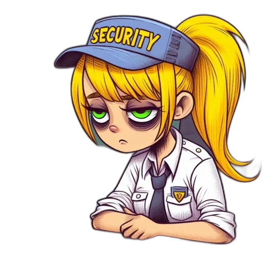 staff, hat, cartoon, pixel art, anime, cyberpunk, female, security transparent PNG cut-out