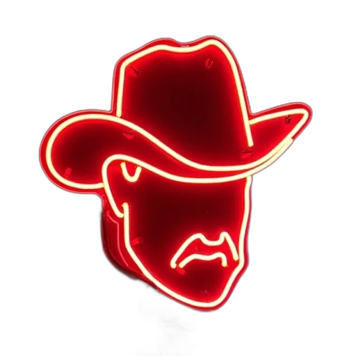 hat, pixel art, 3d render, red, neon, sign, stylized, image transparent PNG cut-out