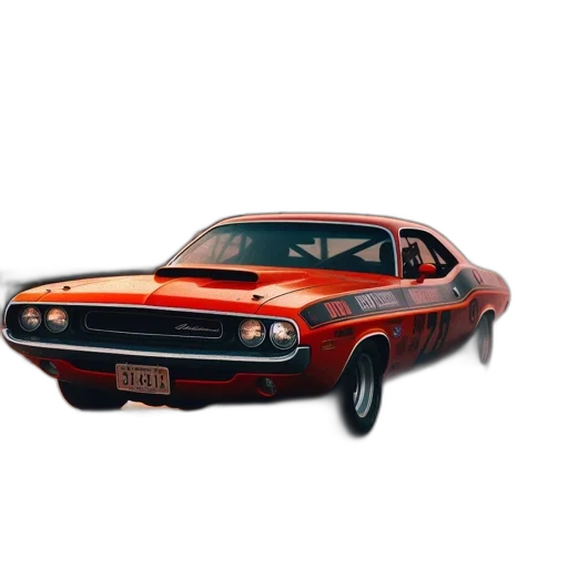 car, photorealistic, concept art, 3d render, watercolor, orange, dodge, challenger transparent PNG cut-out