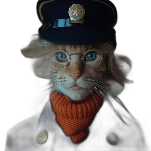 hat, staff, animal, face, photorealistic, oil painting, concept art, fantasy art transparent PNG cut-out